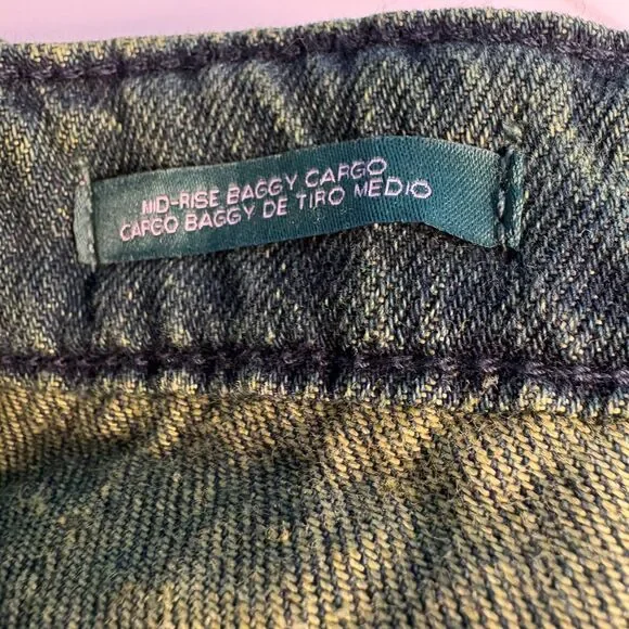 Wild Fable Mid Rise Baggy Cargo Pants Green Size 12 NWT Utility Wide Leg - Picture 7 of 10